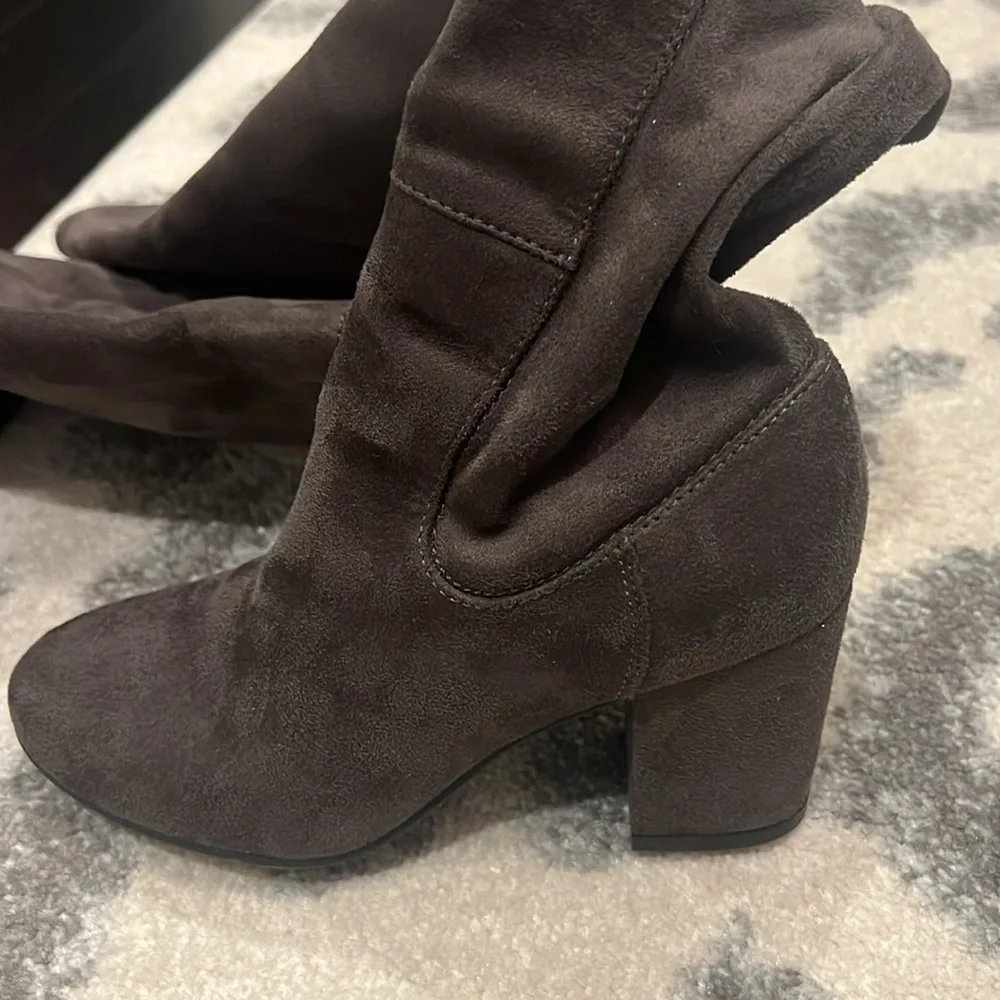 Brown Over the Knee Boots with Chunky Heel